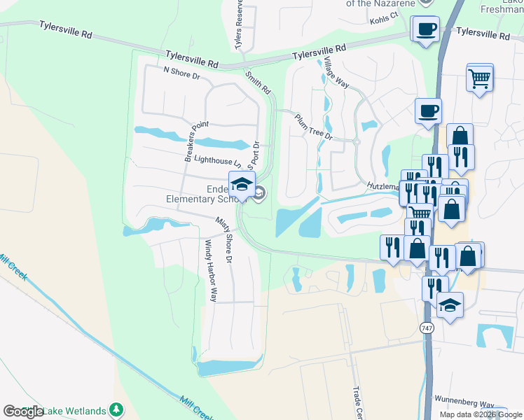 map of restaurants, bars, coffee shops, grocery stores, and more near 8190 Vegas Circle in Butler County