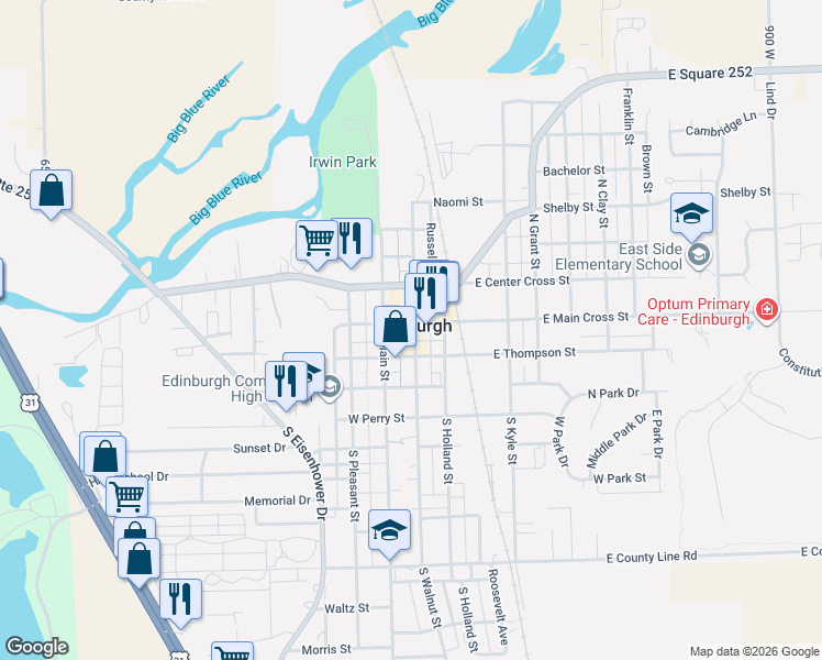 map of restaurants, bars, coffee shops, grocery stores, and more near 101 West Main Cross Street in Edinburgh