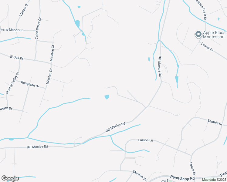 map of restaurants, bars, coffee shops, grocery stores, and more near 4302 Bill Moxley Road in Mount Airy