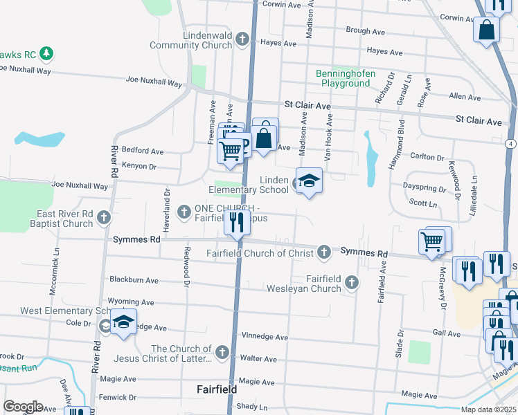 map of restaurants, bars, coffee shops, grocery stores, and more near 630 Pleasant Avenue in Hamilton