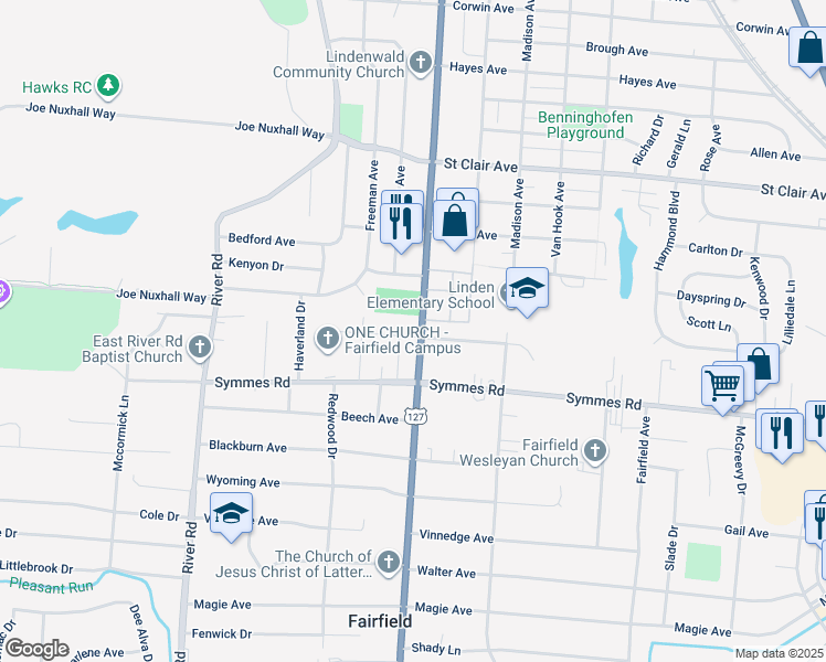 map of restaurants, bars, coffee shops, grocery stores, and more near 4391 Pleasant Avenue in Hamilton
