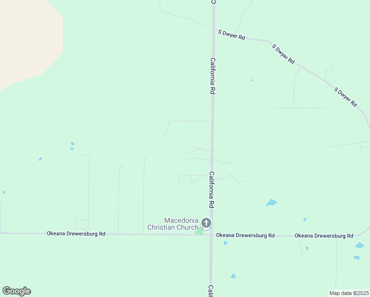map of restaurants, bars, coffee shops, grocery stores, and more near 2575 California Road in Okeana