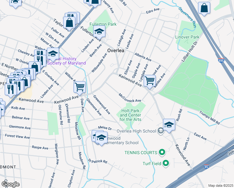map of restaurants, bars, coffee shops, grocery stores, and more near 12 McCormick Avenue in Baltimore
