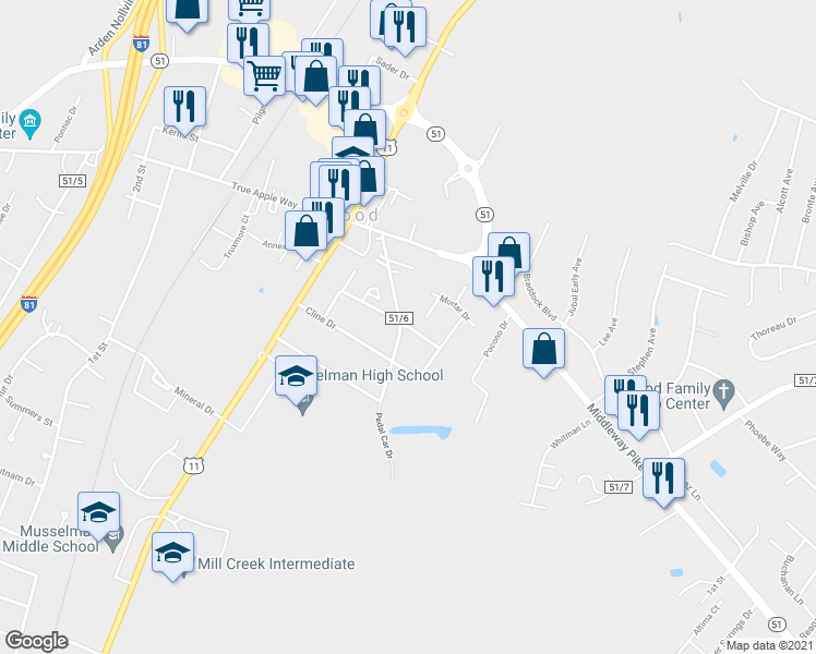 map of restaurants, bars, coffee shops, grocery stores, and more near 199 Brickmason Road in Inwood
