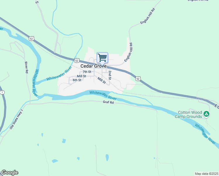 map of restaurants, bars, coffee shops, grocery stores, and more near 7123 Graf Road in Brookville