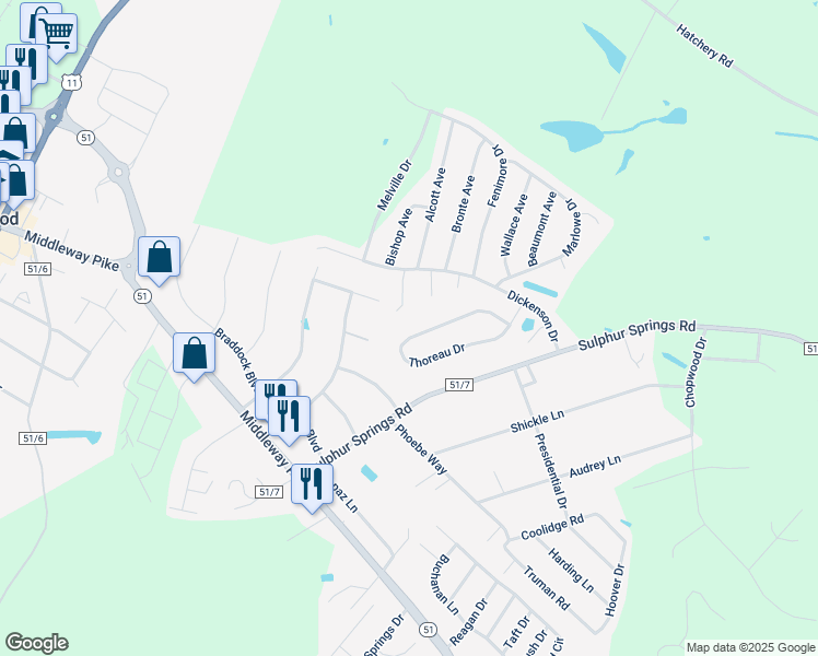map of restaurants, bars, coffee shops, grocery stores, and more near 329 Thoreau Drive in Inwood