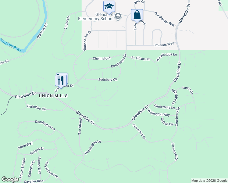 map of restaurants, bars, coffee shops, grocery stores, and more near 10332 Cromley Square in Truckee