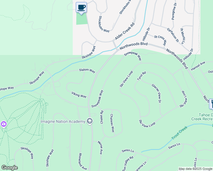 map of restaurants, bars, coffee shops, grocery stores, and more near 12249 Snowpeak Way in Truckee