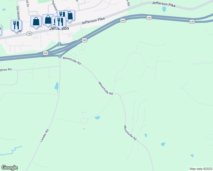 map of restaurants, bars, coffee shops, grocery stores, and more near 4126 Mountville Road in Jefferson