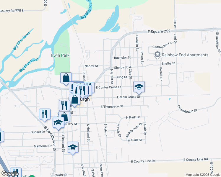 map of restaurants, bars, coffee shops, grocery stores, and more near 110 North Grant Street in Edinburgh