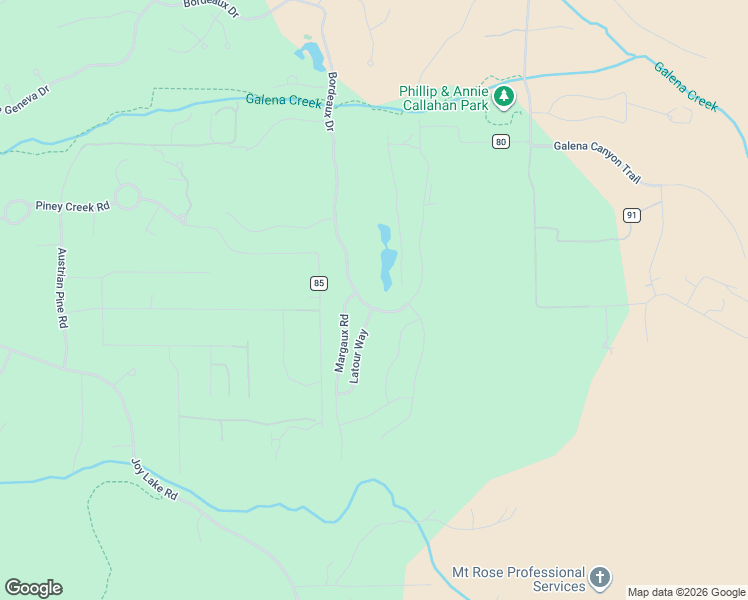 map of restaurants, bars, coffee shops, grocery stores, and more near 20562 Bordeaux Drive in Reno