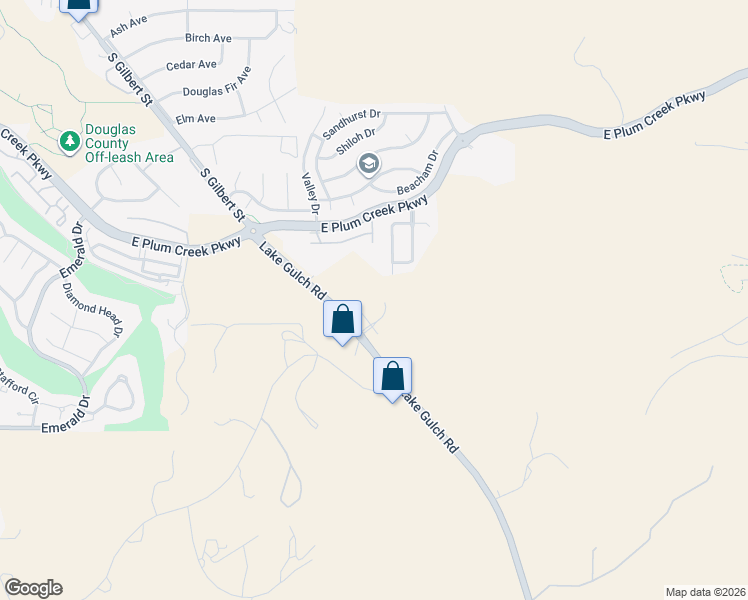 map of restaurants, bars, coffee shops, grocery stores, and more near 2534 Valley Oak Road in Castle Rock