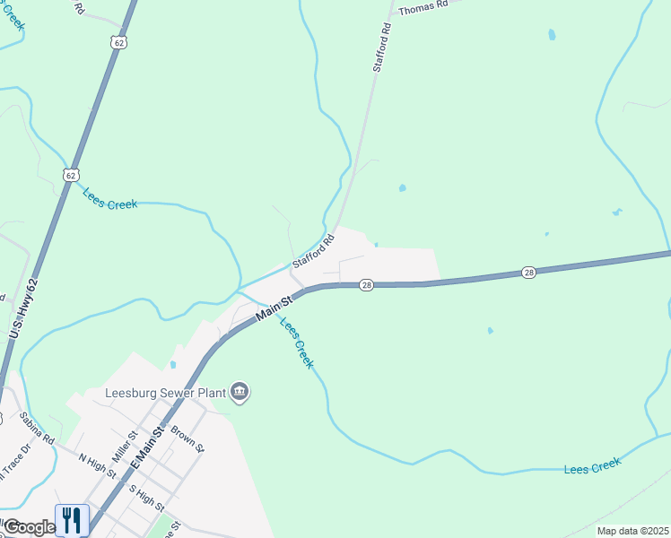 map of restaurants, bars, coffee shops, grocery stores, and more near 105 Forrest Avenue in Leesburg