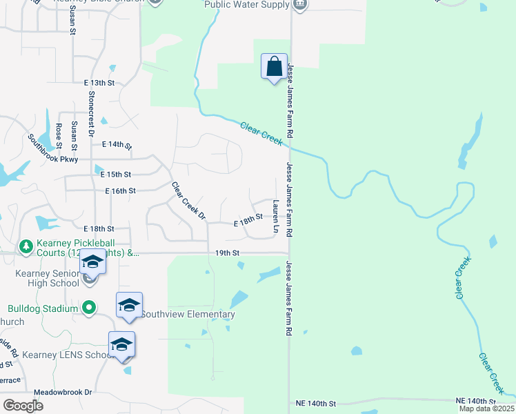 map of restaurants, bars, coffee shops, grocery stores, and more near 1703 Renea Court in Kearney