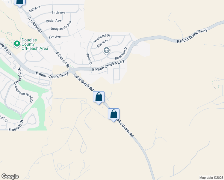 map of restaurants, bars, coffee shops, grocery stores, and more near 2534 Valley Oak Road in Castle Rock