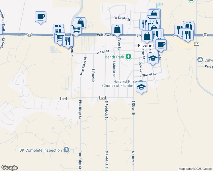map of restaurants, bars, coffee shops, grocery stores, and more near 762 South Paddock Street in Elizabeth