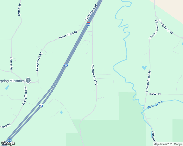 map of restaurants, bars, coffee shops, grocery stores, and more near 5150 Old State Road 37 in Martinsville