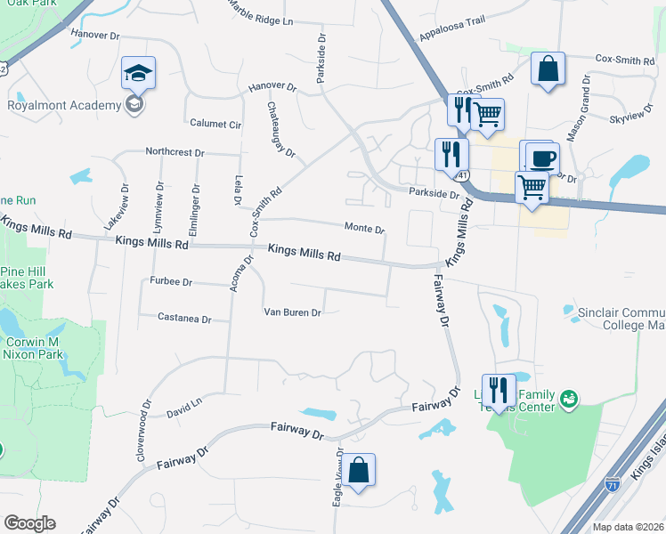 map of restaurants, bars, coffee shops, grocery stores, and more near 212 Washington Way in Mason