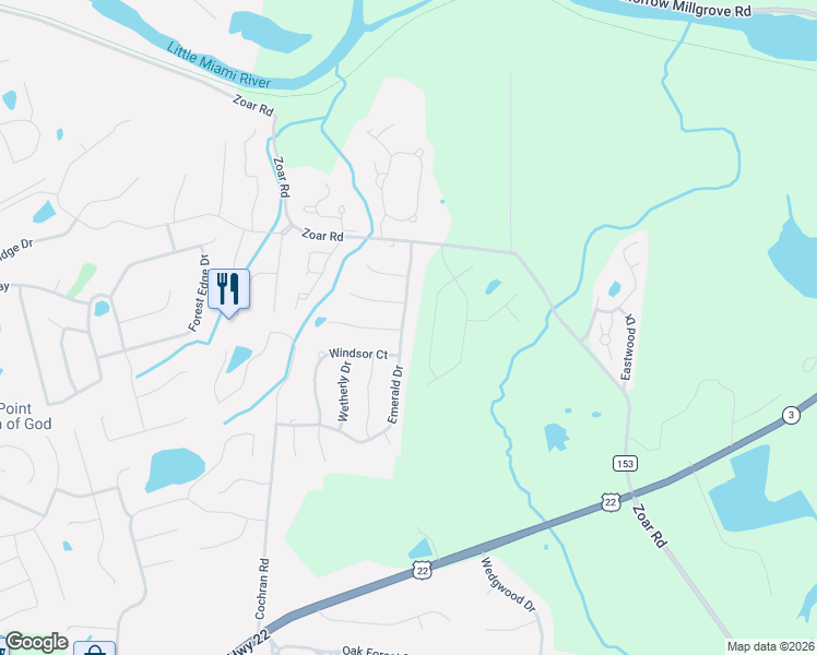 map of restaurants, bars, coffee shops, grocery stores, and more near 813 Emerald Drive in South Lebanon