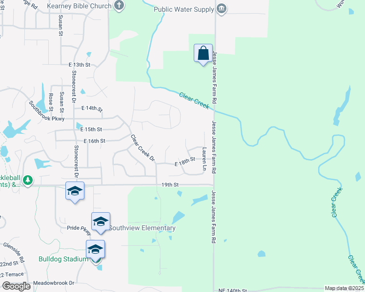 map of restaurants, bars, coffee shops, grocery stores, and more near 1703 Renea Court in Kearney