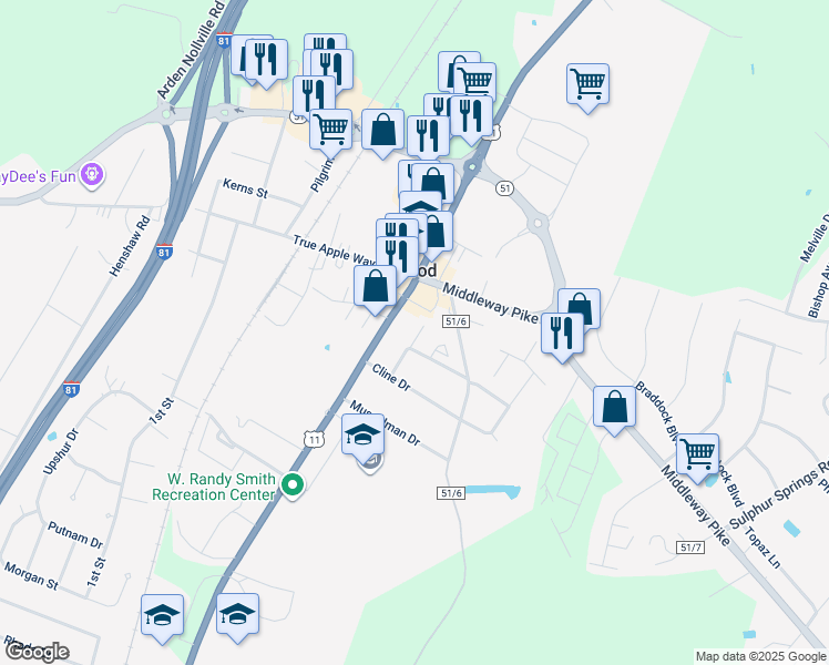 map of restaurants, bars, coffee shops, grocery stores, and more near 43 Talia Drive in Inwood
