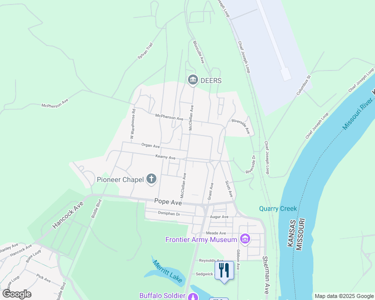map of restaurants, bars, coffee shops, grocery stores, and more near 721 McClellan Avenue in Leavenworth