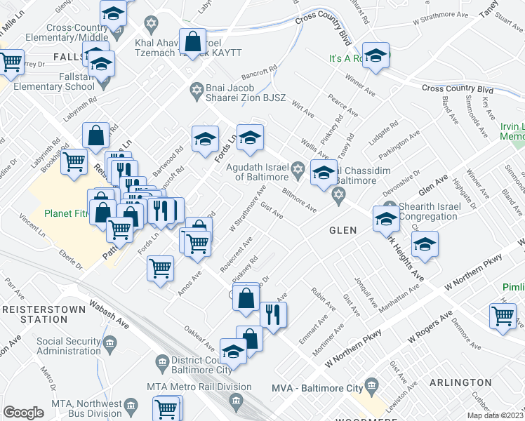 map of restaurants, bars, coffee shops, grocery stores, and more near 6208 Gist Avenue in Baltimore