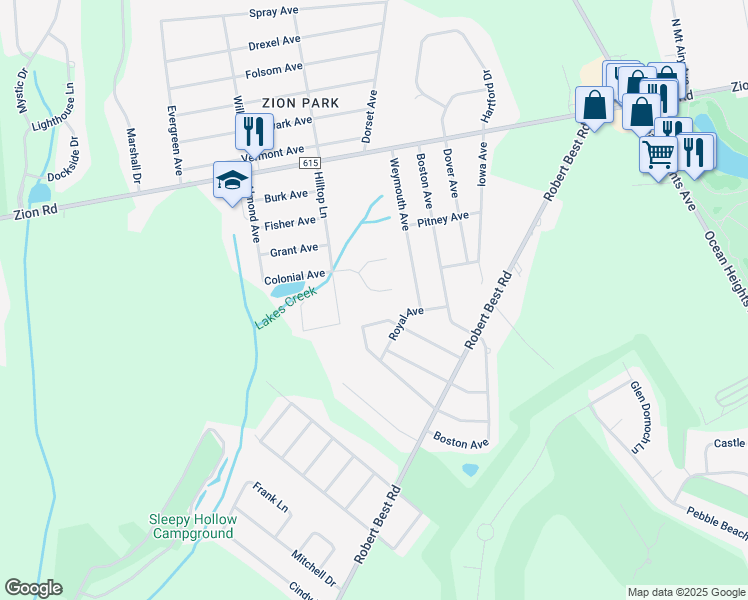 map of restaurants, bars, coffee shops, grocery stores, and more near 111 Cabot Lane in Egg Harbor Township