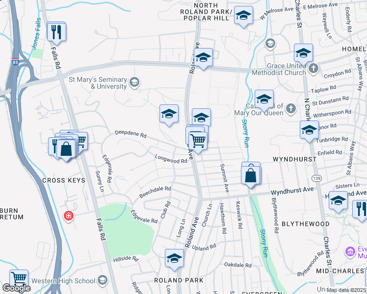 map of restaurants, bars, coffee shops, grocery stores, and more near in Baltimore