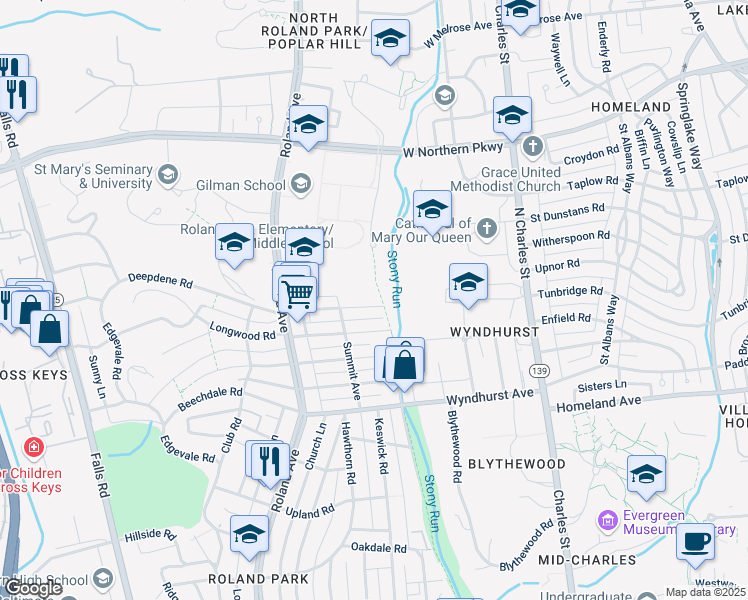 map of restaurants, bars, coffee shops, grocery stores, and more near 622 Deepdene Road in Baltimore