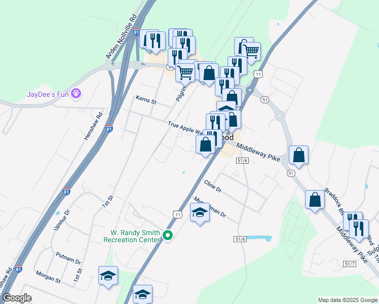 map of restaurants, bars, coffee shops, grocery stores, and more near 75 Craftman Drive in Inwood