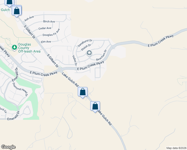 map of restaurants, bars, coffee shops, grocery stores, and more near 1485 Willow Oak Rd in Castle Rock