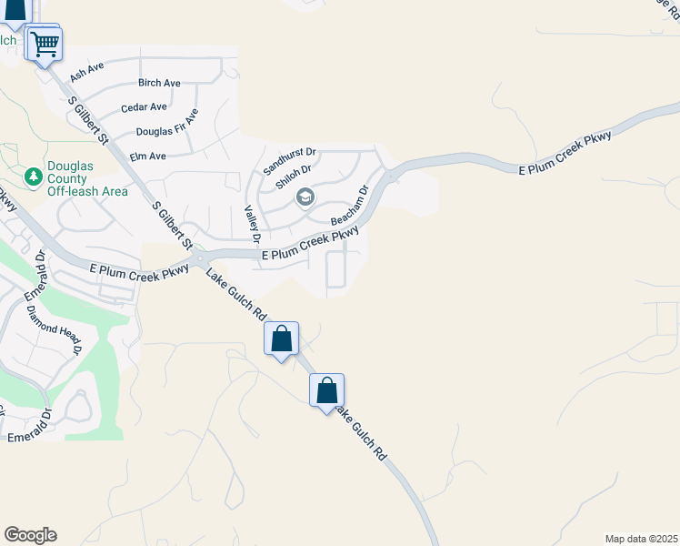 map of restaurants, bars, coffee shops, grocery stores, and more near 1476 Live Oak Road in Castle Rock