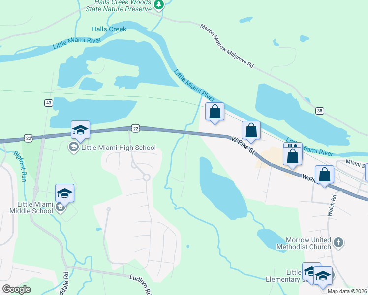 map of restaurants, bars, coffee shops, grocery stores, and more near 3377-3547 U.S. 22 in Morrow