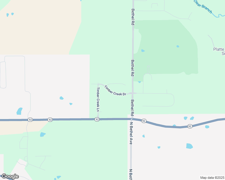 map of restaurants, bars, coffee shops, grocery stores, and more near 16 Timber Creek Drive in Platte City