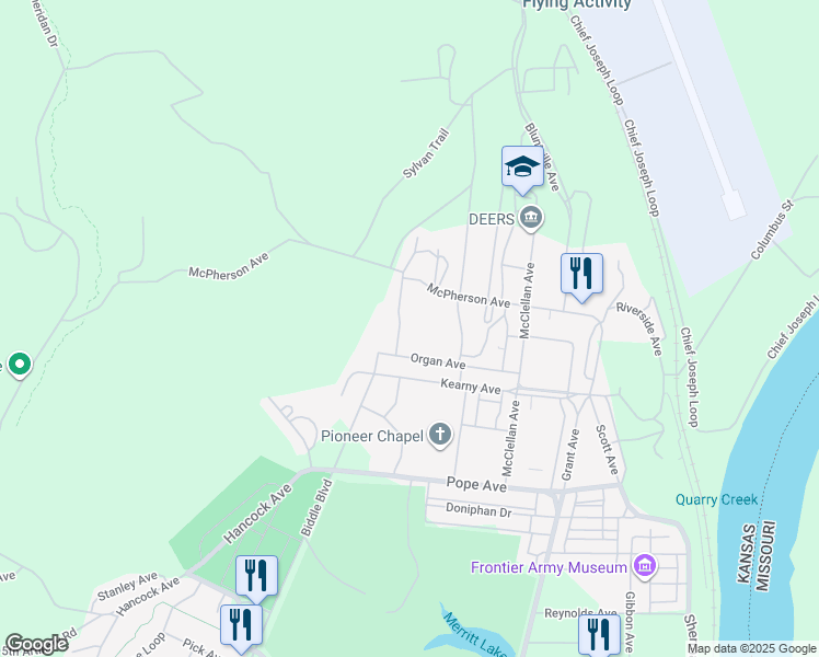 map of restaurants, bars, coffee shops, grocery stores, and more near 740 West Warehouse Road in Leavenworth