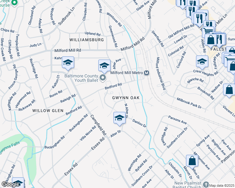 map of restaurants, bars, coffee shops, grocery stores, and more near 7222 North Alter Street in Baltimore