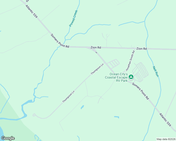 map of restaurants, bars, coffee shops, grocery stores, and more near 109 Thompson Lane in Egg Harbor Township