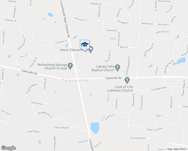 map of restaurants, bars, coffee shops, grocery stores, and more near 6161 Indian Trail in Butler County