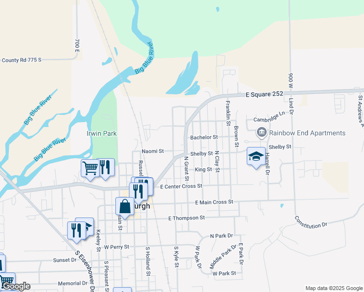 map of restaurants, bars, coffee shops, grocery stores, and more near 410 North Grant Street in Edinburgh