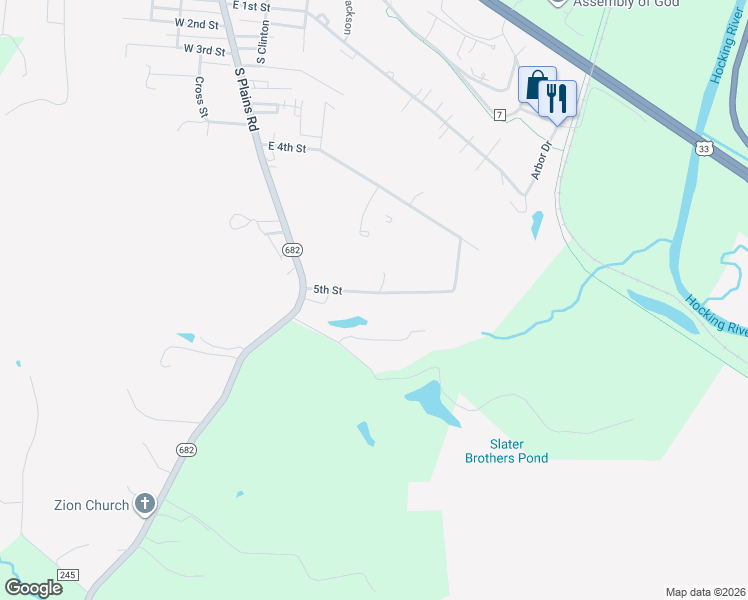 map of restaurants, bars, coffee shops, grocery stores, and more near 8769 5th Street in The Plains
