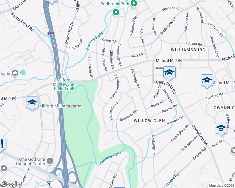 map of restaurants, bars, coffee shops, grocery stores, and more near 817 Woodglen Place in Pikesville