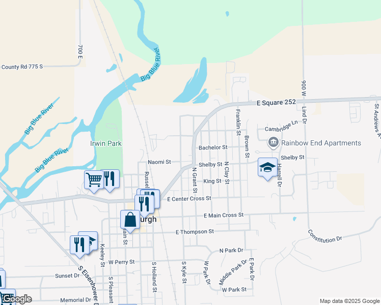 map of restaurants, bars, coffee shops, grocery stores, and more near 410 North Grant Street in Edinburgh