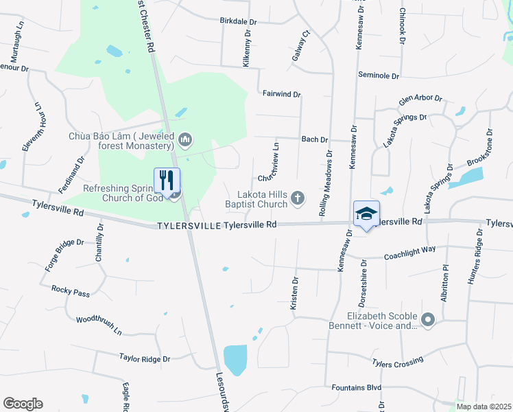 map of restaurants, bars, coffee shops, grocery stores, and more near 7760 Top Ridge Drive in Butler County