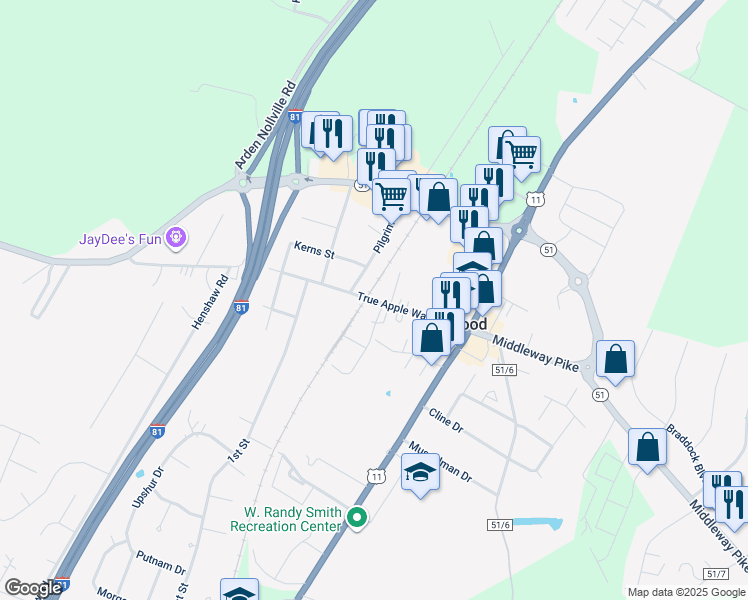 map of restaurants, bars, coffee shops, grocery stores, and more near Canning Road in Inwood