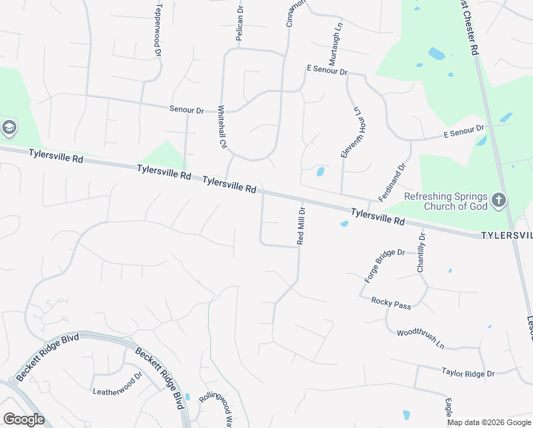 map of restaurants, bars, coffee shops, grocery stores, and more near 7847 Pheasant Hill Drive in Beckett Ridge