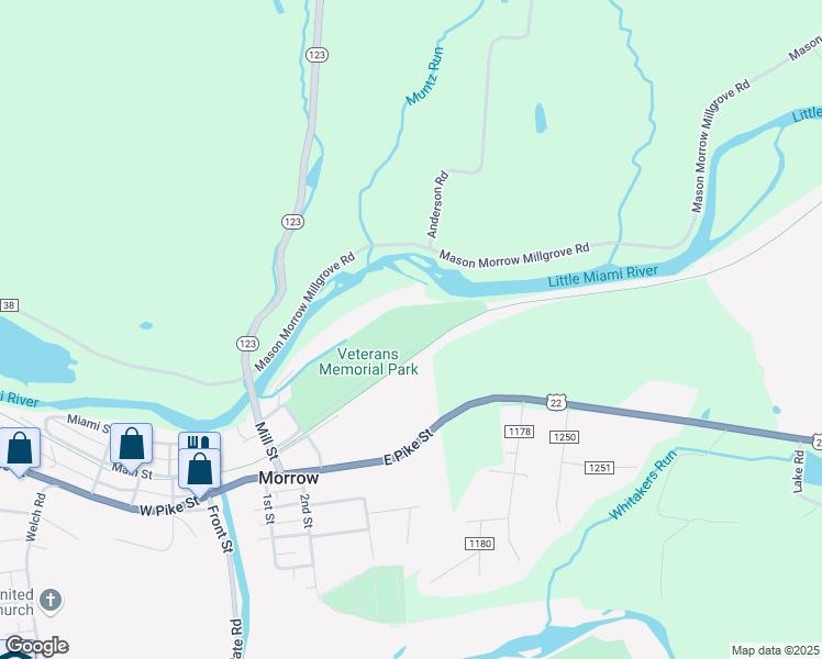 map of restaurants, bars, coffee shops, grocery stores, and more near in Morrow