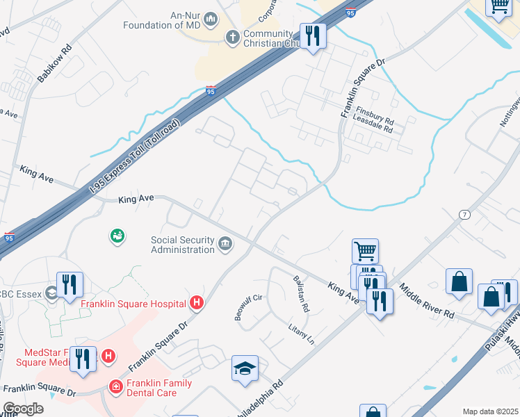 map of restaurants, bars, coffee shops, grocery stores, and more near 24 Baltistan Court in Rosedale