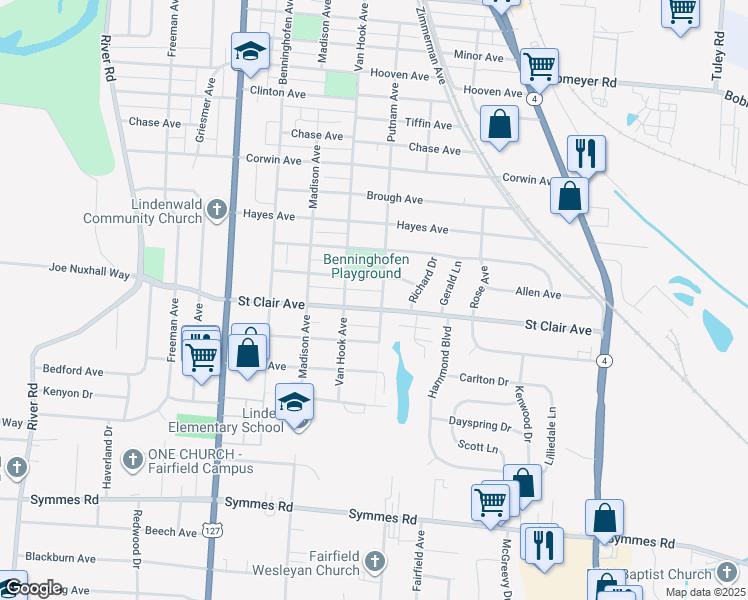 map of restaurants, bars, coffee shops, grocery stores, and more near 929 Allen Avenue in Hamilton