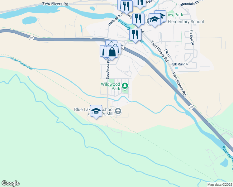 map of restaurants, bars, coffee shops, grocery stores, and more near 354 Summerset Way in Basalt